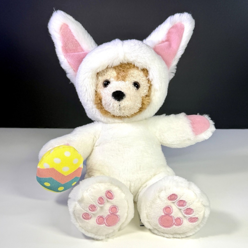 Disney Parks Duffy Bear Easter Bunny Plush 12" White Rabbit Costume Egg Toy